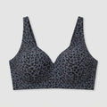 Black leopard wireless V-neck bra flat-lay