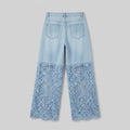 Luxe Wide Leg Jeans | Lightweight Denim with Lace Inserts