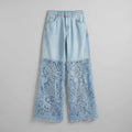 Luxe Wide Leg Jeans | Lightweight Denim with Lace Inserts