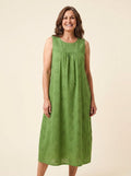 Mara lightweight midi dress with pockets, green, front