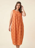 Mara lightweight midi dress with pockets, orange, front