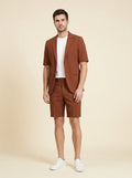 Maverick | Co Ord Set Men Textured Two Piece Set with Blazer and Shorts