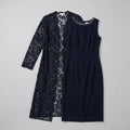 Maya Sheath Dress | Lace Duster Jacket, Beaded Neckline, Formal Wedding Guest Dress