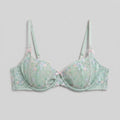 Mira Balcony Bra mint floral embroidery satin - front