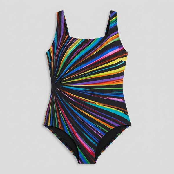 Mira striped beach cover up swimsuit black
