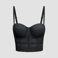 Mira mesh underwire bustier top in black - flat lay