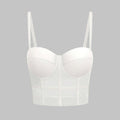 Mira mesh underwire bustier top in white - flat lay