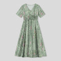 Mira | Floral Dress Lightweight Midi, V-Neck with Pockets