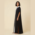 Mira linen shirt dress black on model