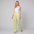 Mira marble print high waisted pants lime on model