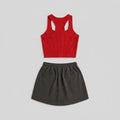 Mira | Women's Set Ribbed Knit Loungewear with Adjustable Drawstring Skort