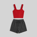 Mira | Women's Set Ribbed Knit Loungewear with Adjustable Drawstring Skort