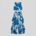Mira | Women's Set Tie-Dye Loungewear, Sleeveless Blouse & Ruffled Wide-Leg Pants