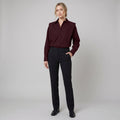 Oasis oversized cotton shirt in burgundy on female model