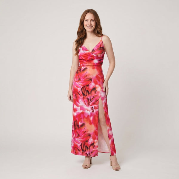 Oriana maxi dress red floral ombre