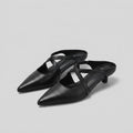 Palma women's pointed-toe criss-cross mules in black leather