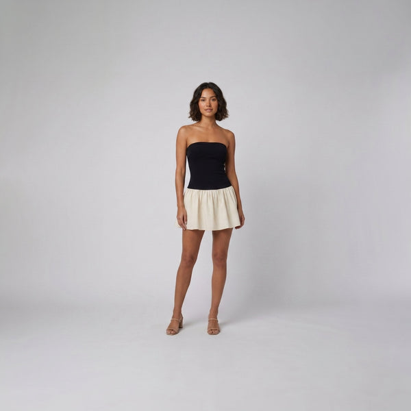 Pave backless dress black cream
