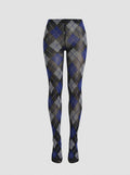 Pen print argyle tights blue