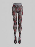 Pen print argyle tights light gray