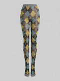 Pen print argyle tights lime yellow