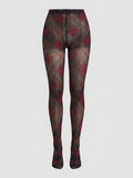 Pen print argyle tights red