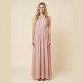 Phaedra boho halter maxi dress dusty pink on model