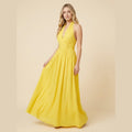 Phaedra boho halter maxi dress yellow on model
