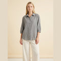 Pinky women's oversized cotton shirt in grey on model