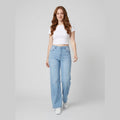 Polo wide-leg jeans sky blue wash on model