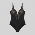Poppy lace deep-V bodysuit black