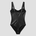 Pulse | Black Bodysuit Faux Leather, Lace Accents, Built-in Shapewear