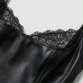 Pulse | Black Bodysuit Faux Leather, Lace Accents, Built-in Shapewear