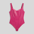 Pulse faux-leather shapewear bodysuit hibiscus pink flat-lay