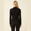 Ravishing Black Long Sleeve Shirt | High Stretch Jersey, Ruching Detail