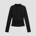 Ravishing Black Long Sleeve Shirt | High Stretch Jersey, Ruching Detail