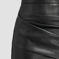 Riva | Midi Skirt Ruched Slit Faux Leather for Women