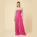 Riviera hot-pink strapless wide-leg jumpsuit