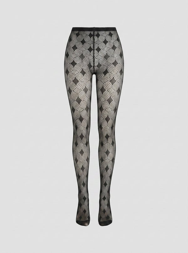 Rosie star fishnet tights black front