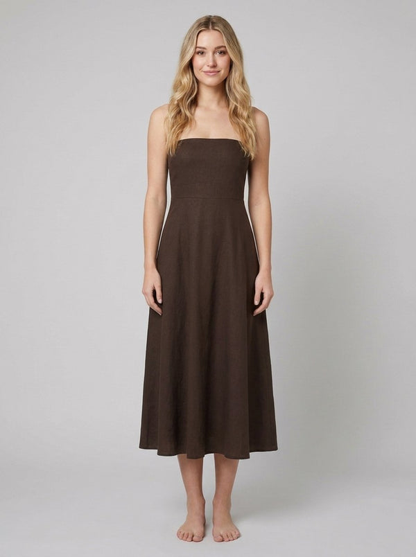 Sable strapless dress dark brown front