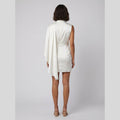 Sari | Asymmetrical Mini Dress Satin, Ruched Design, Zipper Closure