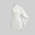 Sari | Asymmetrical Mini Dress Satin, Ruched Design, Zipper Closure