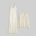 Satin Elegance Midi Dress | Flattering Fit, Includes Matching Sweater