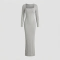 Sculptura long sleeve maxi shapewear dress grey flat-lay