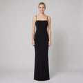 Sera square-neck column evening gown in black