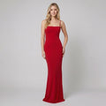 Sera square-neck column evening gown in red
