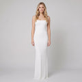 Sera square-neck column evening gown in ivory white