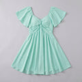 Sienna |V Women's Dress Lightweight Chiffon, Flutter Sleeve
