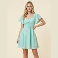 Sienna V mint green chiffon flutter-sleeve mini dress