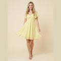 Sienna V yellow chiffon flutter-sleeve mini dress