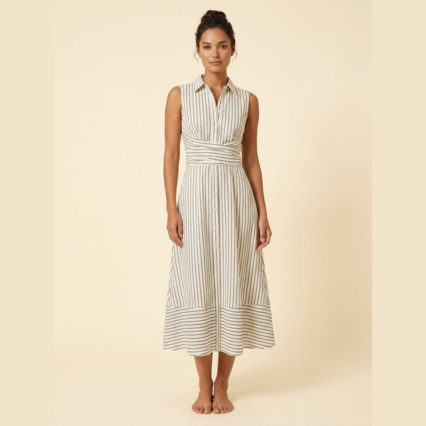 Sierra striped midi dress off-white